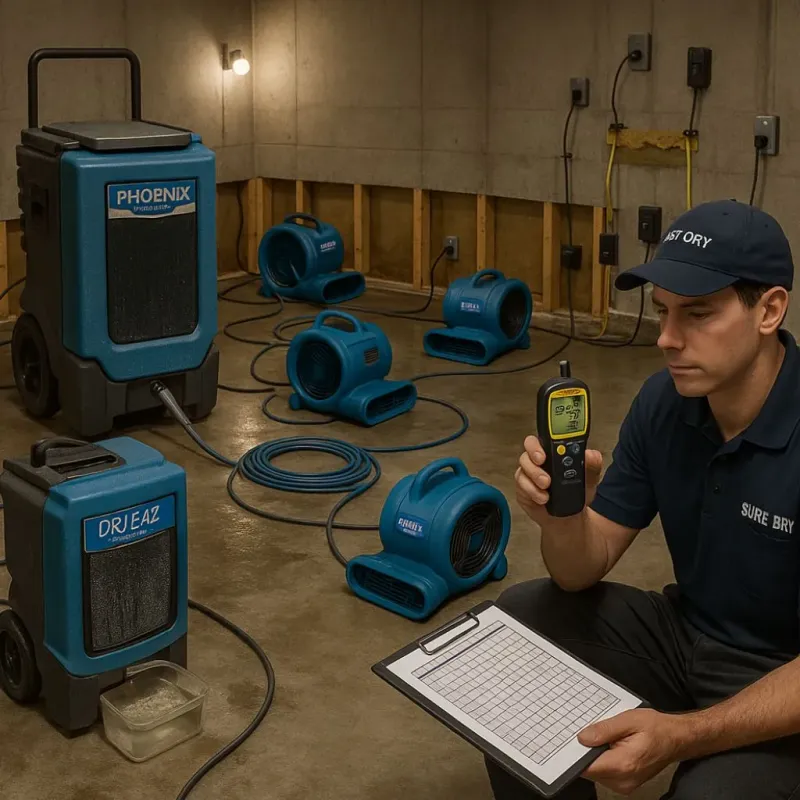Structural Drying and Dehumidification process in Denton, NC
